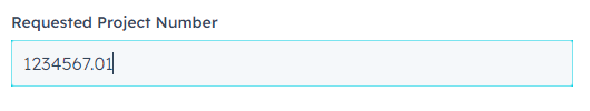 Example of a requested project number